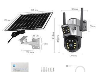 Двойной объектив 4g SIM-карта 4K 8MP солнечная батарея camera solar foto 2