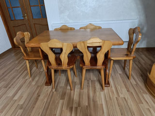 Стол и 6 стульев из натурального дерева! Masa cu 6 scaune din lemn natural! foto 1