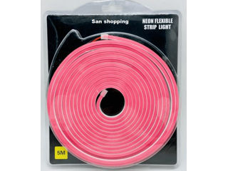 Bandă LED Neon roz 5 metri Bandă flexibilă Neon    Bandă decorativă de neon impermeabilă pentru deco foto 1