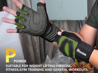 Вентилируемые перчатки для тренировок в тренажерном зале для тяжелой атлетики ihuan foto 3