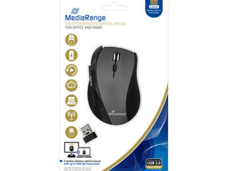 MediaRange Wireless 5-button optical mouse, black/grey