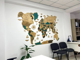 3d карта мира из дерева 1600*1060mm / harta lumii din lemn