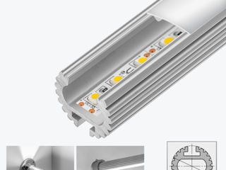 Profil din aluminiu pentru bandă LED incastrat rigips, panlight, profil LED incastrat sub tencuiala foto 13