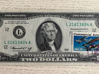 Коллекционная банкнота 2$ 1976 спецгашение