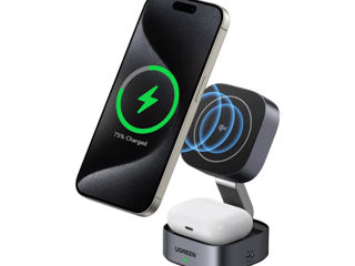 Încărcător UGREEN Wireless Charger IQ2 (15W, 2-în-1 Magnetic) foto 2