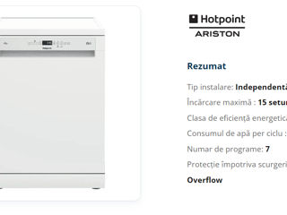 Masina de spalat vase Hotpoint-Ariston- - Produse noi. Bon fiscal si garantie 24 luni. foto 2