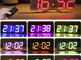 Часы-Мультиколор 10 режимов-Хамелеон=3D=LED с пультом. Показывают температуру в комнате. foto 4