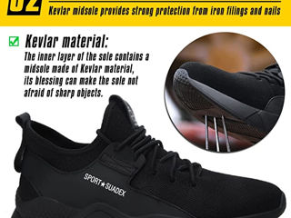 Pantofi de siguranță Suadex, bărbați, femei, pantofi cu vârf de oțel, pantofi ușori de siguranță, foto 2