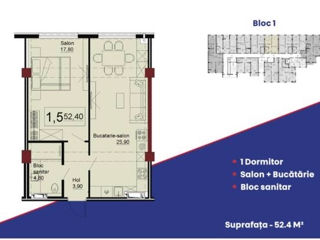 Apartament cu 1 cameră, 53 m², Telecentru, Chișinău