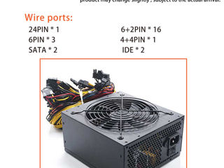 ID-221: Psu ATX 1800 Watt Power Supply Mining - Мощный Блок питания ATX для майнинга - 90 Plus Gold foto 6