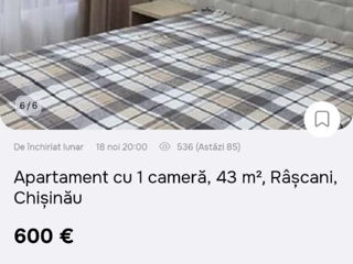 Apartament cu 1 cameră, 43 m², Râșcani, Chișinău