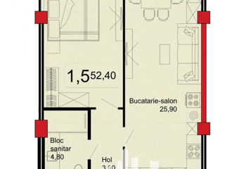 Apartament cu 1 cameră, 52 m², Telecentru, Chișinău foto 2