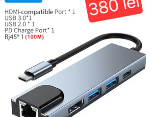 Док-станции.hub usb type C  to HDMIi, dp.usb type C  Vga Sd/tf Pd .lan. rj-45 .audio foto 11