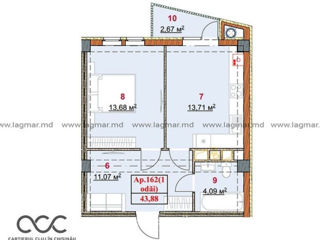 Apartament cu 1 cameră, 44 m², Poșta Veche, Chișinău foto 2