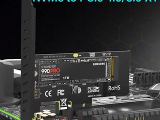 Переходники Pcie - NVME, Pcie - SATA III, (M.2 NVME SSD Ngff to Pcie 3.0 X16, Х4, Х1) фото 4