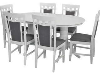 Set Evelin HV 24V white + 6 scaune Deppa R white NV-10WP grey.. disponibil in rate foto 1