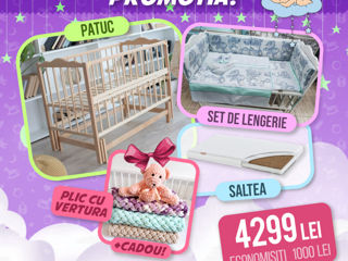 Promotia! Patuc+saltea+set de lenjerie la super pret 4299 lei Cuvertura in cadou
