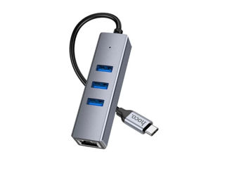 HOCO HB34 Adaptor de rețea Gigabit de tip C Easy link (Tip-C la USB3.0*3+RJ45)