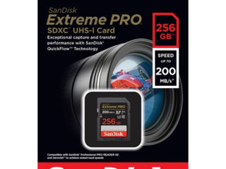 SanDisk 128 GB / 256 GB SDXC, Extreme Pro 200mb/s, Noi in cutie ! Originale ! Garanție! foto 2
