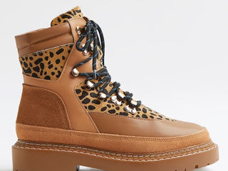 Botine din piele naturala cu imprimeu leopard, marimea 40, Noi