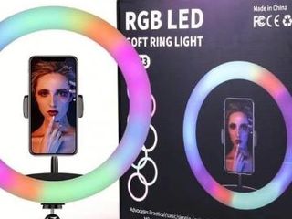 Кольцевая лампа 26 см RGB(многоцветная)+штатив 2,1м/Lampa inelara 26cm RGB+stati 2.1m foto 4