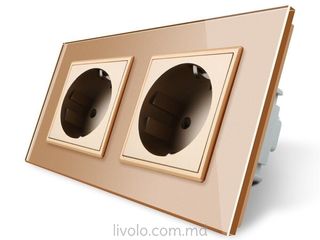 Розетка электрическая двойная Livolo, 220V, золотая foto 5