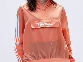 New Adidas Fiorucci Windbreaker Hooded Orange Nylon Coral  Size S