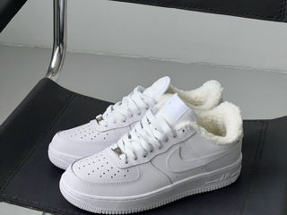 Nike Air Force 1 Low White Unisex cu blana / с мехом