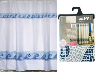 Perdea Pentru Dus 180X200Cm Msv "Valuri Albastre", Poliester