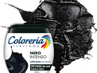 Coloreria italiana nero intenso, vopsea pentru materiale textile, culoare negru, 350 g foto 1