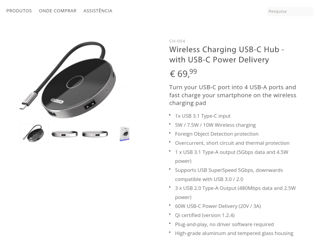 Sitecom wireless charging Pad & usb-c Hub+PD  ch 004 v1001 foto 2