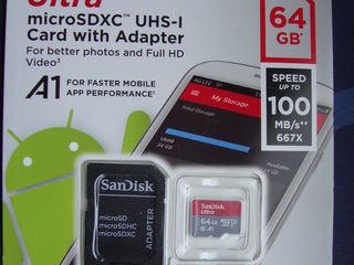 Micro SDXC HP A1, 64 GB, original, 100 mb/s, U3, NOU, sigilat. Pret: 64 Gb-13 euro. foto 5