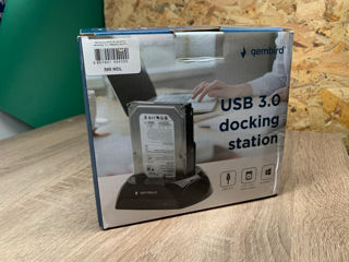 Gembird, Docking Station For 2.5" 3.5" Sata Hdd, Usb3.0 Superspeed Interface, Black foto 1