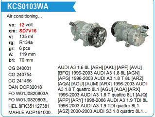 7h0820803b  Компрессор кондиц. для а/м skoda octavia a4 (96-)/vw golf iv (96-) foto 2