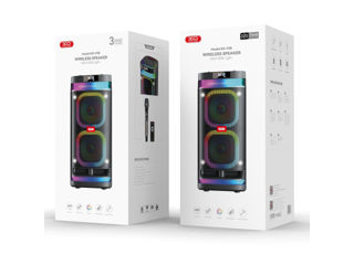 XO F58 Shine Dual 6-inch Woofer RGB Box Bluetooth 40W (cu telecomandă + microfon fără fir*1) foto 2