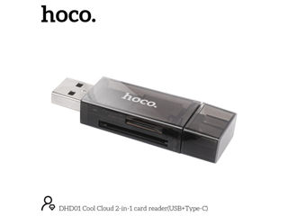 Cititor de carduri HOCO DHD01 Cool Cloud 2-în-1 (USB+Type-C) foto 6