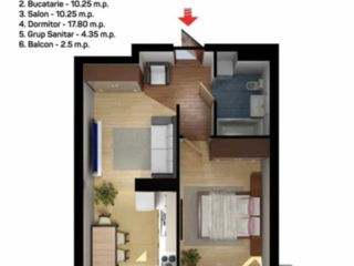 Apartament cu 1 cameră, 48 m², Centru, Criuleni foto 6