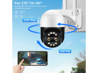 Поворотная уличная WiFi Smart  камера 8MP. PTZ c автослежением-1250лей новая.