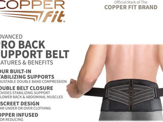 Компрессионный бандаж для спины Copper Fit унисекс для взрослых Pro Back Belt, черный foto 3