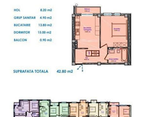 Apartament cu 1 cameră, 43 m², Durlești, Chișinău foto 2