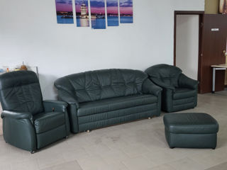 Kожаная мягкая мебель 3(раскладывается)+1+1(tv-relax)+пуф.longlife..Германия. foto 3