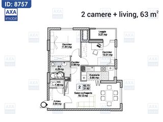 Vânzare - apartament cu 2 camere și living, com. Ghidighici foto 2