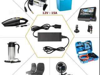 Мощный-Блок питания-Адаптер с розетки 220V на прикуривателя=12v.=15A=120W-насос-пылесос-холодильник. фото 1