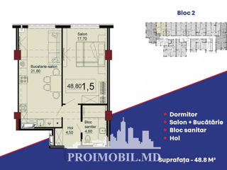 Apartament cu 1 cameră, 48 m², Telecentru, Chișinău foto 2