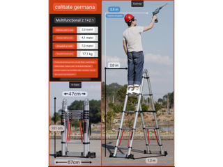 4.2m 2.1m*2, Scara telescopica dubla, EN131, suporta 150kg, Livrare Gratuita Moldova 1zi, garantie 1 foto 0