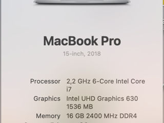 MacBook Pro 15 Retina 2018 /SSD 512Gb/ 16Gb ram/ i7 Vind Sau Schimb foto 7