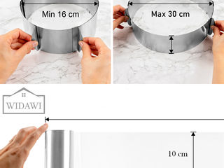 Forma pentru copt,inel rotund ajustabil din inox,folie transparenta,форма для выпечки foto 3