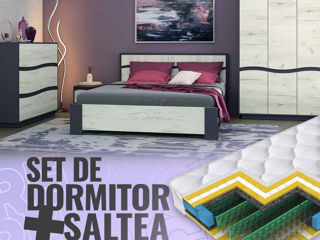 Dormitor Yasen Geneva Grafit + Saltea Salt Confort, Clasic, 160*200cm foto 2