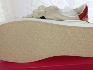 слипоны белые с красными вставками на шнурках, 40 размер, новые в коробке foto 4