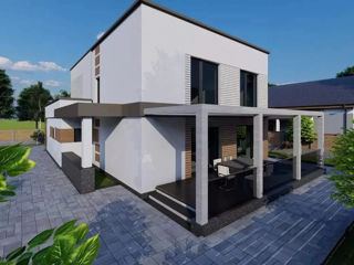 Casă de locuit individuală cu 3 niveluri / stil modern / S+P+E / 194.6m2/ construcții / arhitect /3D foto 3